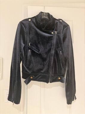 Velvet Moto Jacket - Black